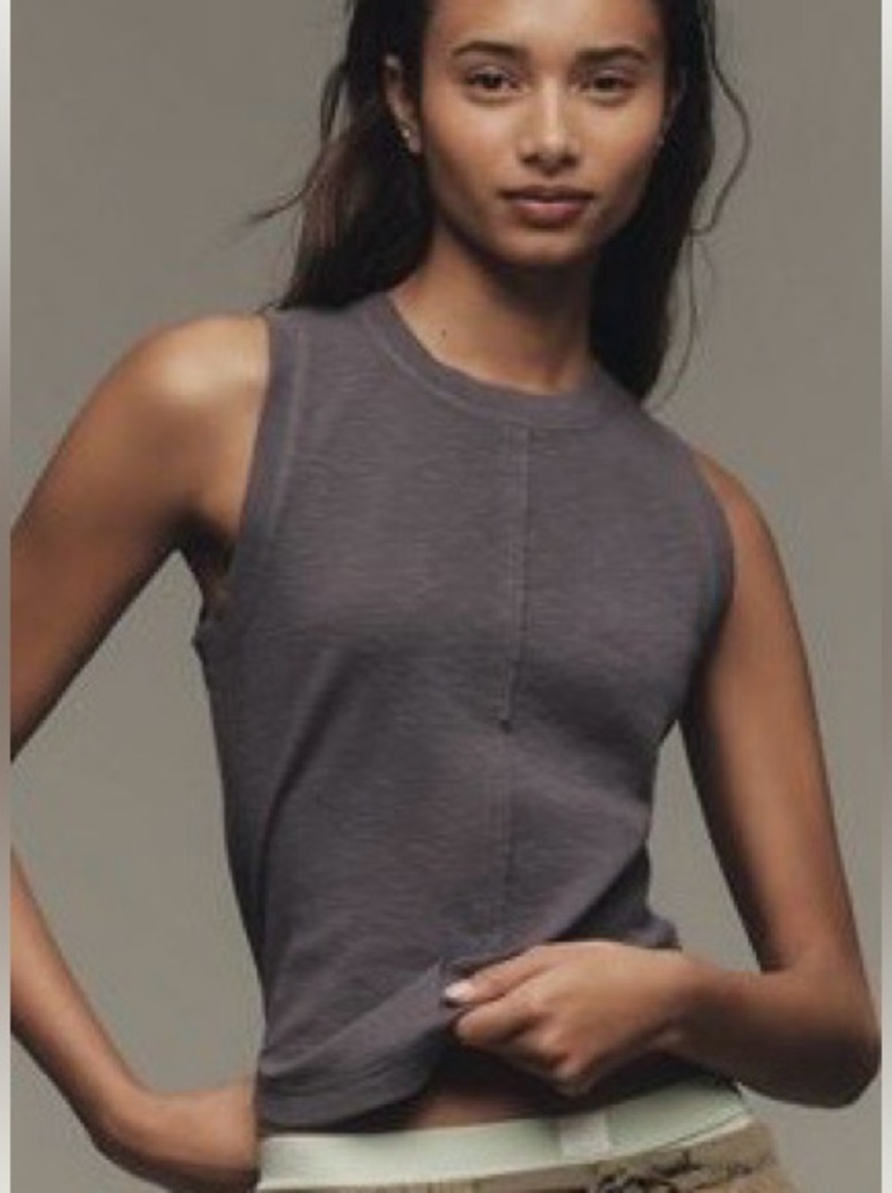 Pilcro Cotton Center Seam Tank, XL, Like New, Dark Gray